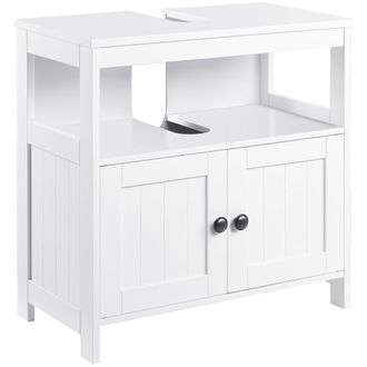 Kleankin Bathroom Pedestal Under Sink Cabinet with Storage Shelves - Door - White | TJ Hughes