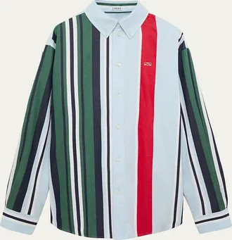Loewe Mens Variegated Stripe Twill Button-Down Shirt