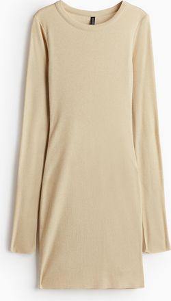 H&M Geripptes Bodycon-Kleid - Beige