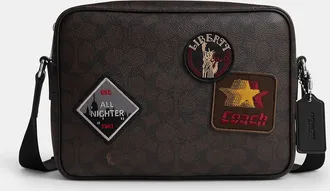 Coach Colton Crossbody Bag 25 In Signature Canvas With Patches
