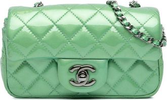 Chanel 2012 New Mini Classic Patent Single Flap shoulder bag - Green