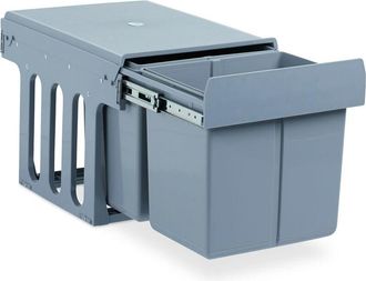 Relaxdays Relaxdays - Contenedor Empotrable De Cocina, Deslizable, 2 Cubos De 15l Para Armarios, Pl&aacute;stico, 35,1 X 34,3 X 48 Cm, Gris
