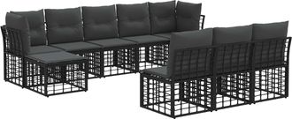 vidaXL Conjunto De Sof&aacute;s De Exterior Negro Y Gris Oscuro Poli&eacute;ster Vidaxl