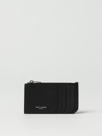 Saint Laurent Portacarte di credito in pelle grain de poudre
