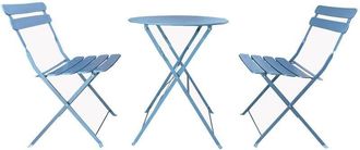 Mobili Rebecca Rebecca Mobili Set da Giardino Set Tavolo e Sedie da Esterno Azzurro Acciaio Salvaspazio