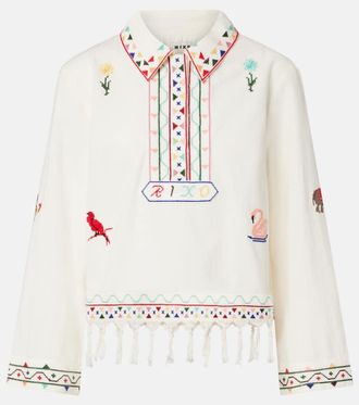 Rixo Ludmilla embroidered cotton top