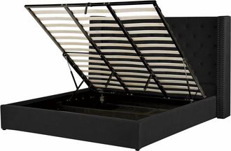 Beliani Letto contenitore velluto nero e argento 180 x 200 cm Lubbon