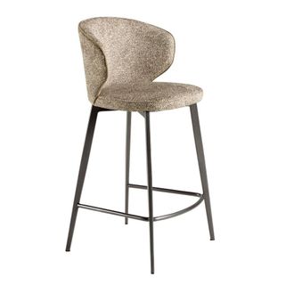 Angel Cerd&aacute; Brown Mottled Fabric Bar Stool with Anthracite Metal Legs