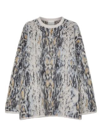 Forte_Forte round-neck patterned sweater - Neutrals