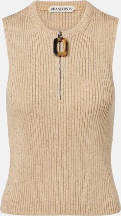 J.W.Anderson Ribbed-knit cotton-blend tank top