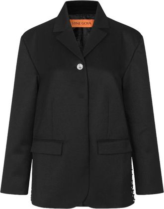 Stine Goya Kristalversierde Twill Blazer - Dames - Blazers - Zwart - S - Wol - Jassen