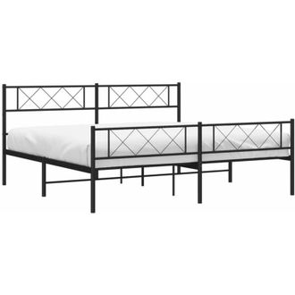 vidaXL Estructura Cama Sin Colch&oacute;n Con Estribo Metal Negro 180x200 Cm Vidaxl