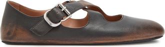 Alaia Cross-over Leather Ballet Flats - Brown - 39 (IT39 / UK6)