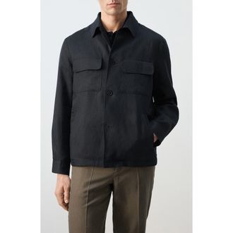 Mango Rucked Back Jacket in Navy at Nordstrom, Size X-Large