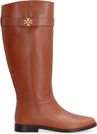 Tory Burch Turnlock Rijlaars - Dames - Hoge Laarzen - Bruin - 36 EU - Leer - Schoenen