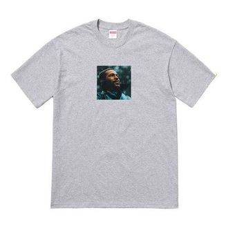 SUPREME FW18 Marvin Gaye Tee Heather Grey Character Printing Short Sleeve Unisex Gray T-Shirt SUP-FW18-1187
