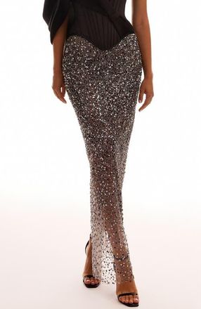 Milla Fitted Sequin Pencil Maxi Skirt in Silver at Nordstrom, Size 10