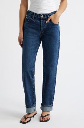 Moussy Vintage Lara Western High Waist Straight Leg Jeans in Dark Blue at Nordstrom, Size 26