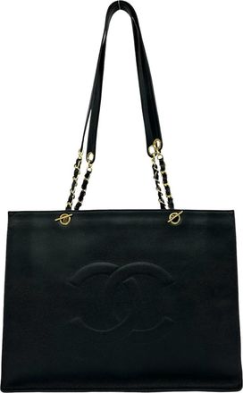 Chanel Black Grained Calfskin Shoulder Bag Tote Bag (Pre-Owned)