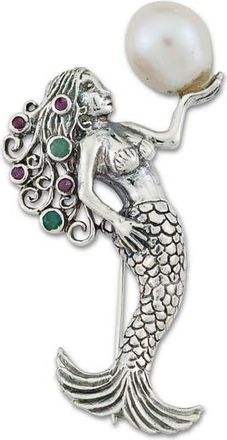 Samuel B. Sterling Silver Mermaid Pendant in Silver/Faux Pearl at Nordstrom Rack
