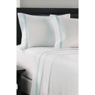 Luxury Home Embroidered Line 4-Piece Sheet Set in Turquoise at Nordstrom Rack, Size California King