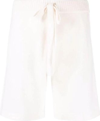 P.A.R.O.S.H. Gebreide Shorts met Trekkoord in de Taille - Dames - Bermuda - Wit - XL - Kasjmier - Korte Broeken