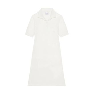 Courrèges Short Dresses, female, White, S, White Polo Collar Dress Short Sleeves