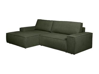 Vente-Unique Sof&aacute; cama rinconera izquierda en tela texturizada verde AMELIA