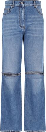 J.W.Anderson Cut-Out Detail Blue Denim Jeans with Wide Legs