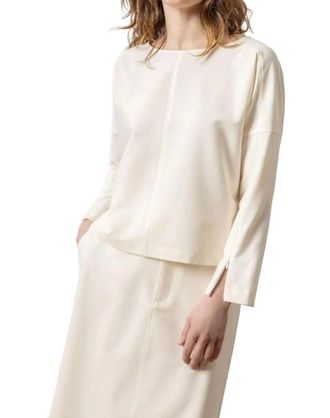 Lilla P Zip Detail Seamed Top In Winter White