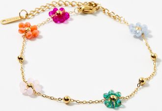 Simons Womens Faceted-bead floral bracelet