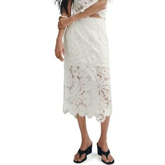 Mango Lace Midi Skirt in Off White at Nordstrom, Size Medium