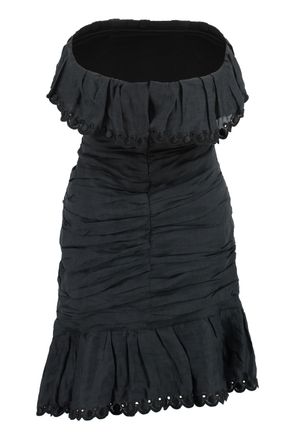 Isabel Marant Womens Oxani Off-The-Shoulder Dress Black Polyester; Ramie; Cotton