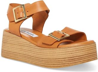 Steve Madden Marka Sandals Womens Brown Leather Platform Strappy UPS925