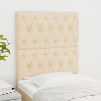 vidaXL Cabecero De Cama De Tela Color Crema 80x7x118/128 Cm Vidaxl