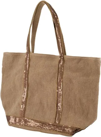 Vanessa Bruno Womens M Shopper Bag - Vanessa Bruno Linen Brown Totes-Shopping-Bags