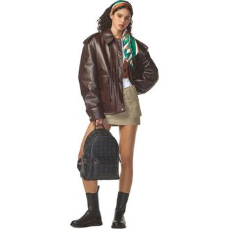 MCM Small Stark Side Studs Backpack in Visetos in Black at Nordstrom