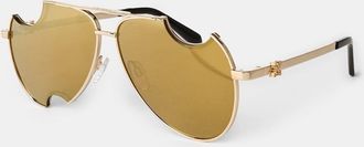Off-white Mens Accessories Off White Dallas Aviator Double Bridge Sunglasses in Gold Mirror - One Size