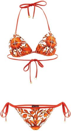 Dolce & Gabbana Bikini met Majolica-print - Dames - Bikinis - Oranje - M - Badmode