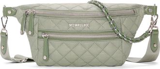 MZ Wallace Small Crosby Quilted Nylon Convertible Sling Bag in Agave Green at Nordstrom