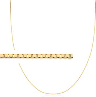 Ross-Simons 0.8mm 14kt Yellow Gold Adjustable Box-Chain Necklace