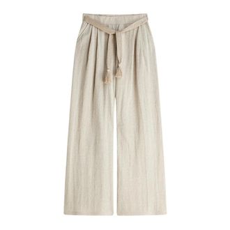Summum Dames, Broeken, Beige, Maat: XL Linnen