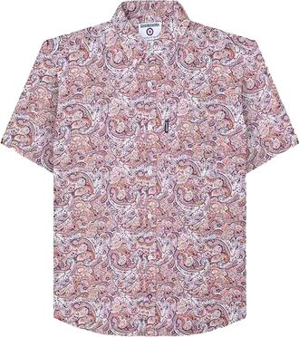 Lambretta Heren Paisley Overhemd met korte mouwen (Roest/Wit)