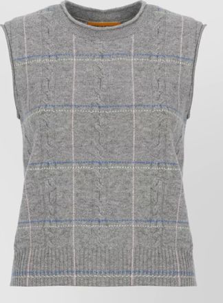 Guest In Residence checked ribbed cashmere sleeveless top