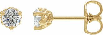 Diamond2Deal 14K Gold 1/3ct Lab-Grown Diamond Fleur-de-Lis Earrings Clarity SI, Color G-H
