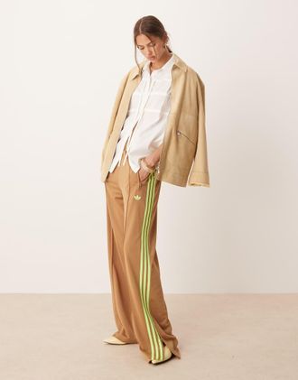adidas Originals Firebird - Pantaloni della tuta larghi beige e lime-Neutro