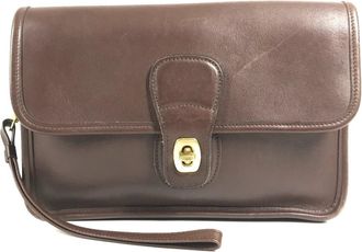 Coach Brown Leather Clutch Bag (Pre-Owned)