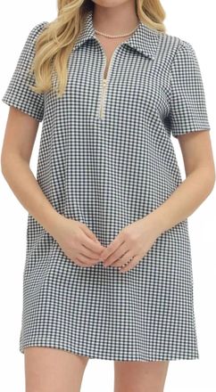 Entro Colette Checkered Dress In Blue