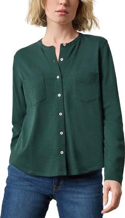 Lilla P Mandarin Collar Button Down Shirt