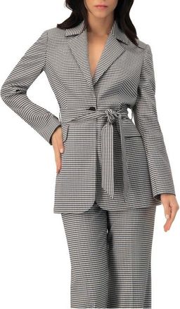 Ivonne Tailored Houndstooth Blazer with Belt in Black at Nordstrom, Size 6
